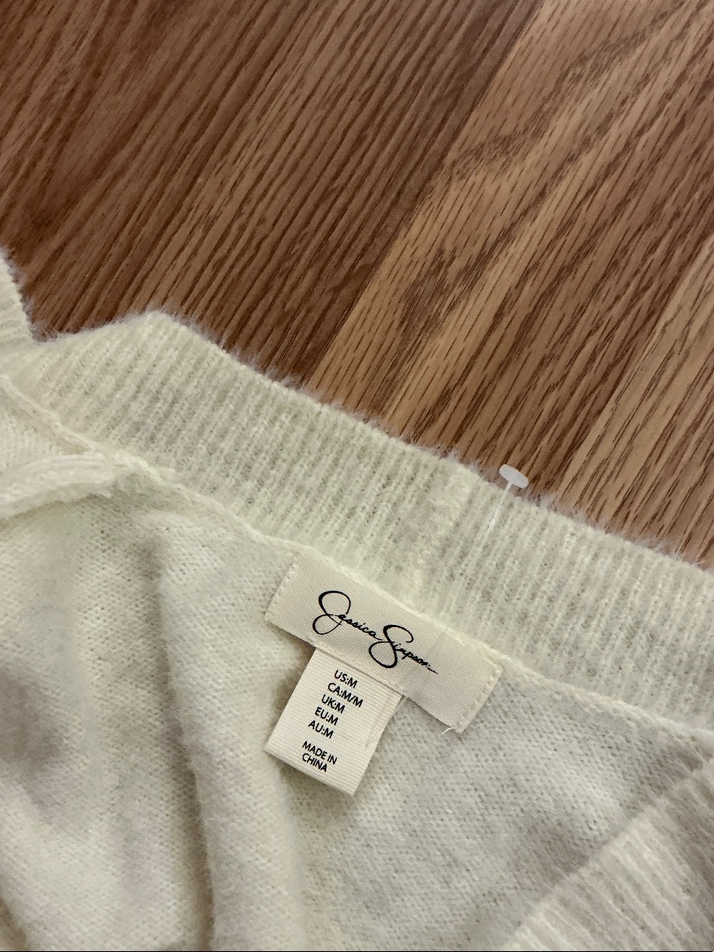 Jessica Simpson Cream Slighty Cropped Open-Front Fuzzy Cardigan Size Medium - Picture 3 of 6